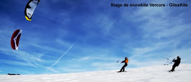 Ecole et stage de snowkite avec GlissKite Vercors