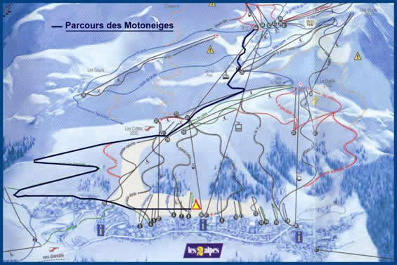 Le parcours randonnée en motoneige Les 2 Alpes